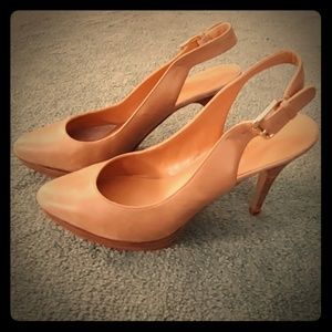 Tan Leather Sling Back Heels